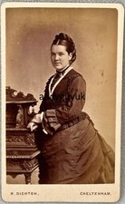 CDV DIGHTON CHELTENHAM LADY IN DRESS FASHION AT CABINET VICTORIAN FANCY HAIR