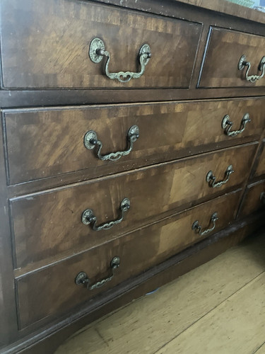 Antique yew wood bank - bank, of