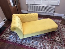Mustard Yellow Velvet Chaise Lounge Chair