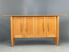 Modern Solid Oak Sideboard Nice Curving Handles Angled Legs EB10684 MWOO