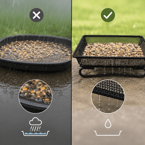 Square ground bird feeder tray - ground,