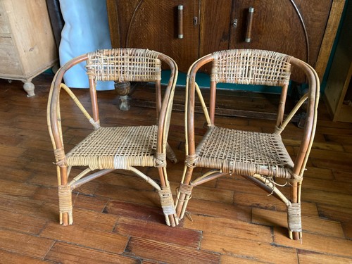 Brown bamboo wicker armchair - bamboo,