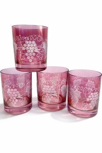 Vintage pink glass tumblers - vintage,