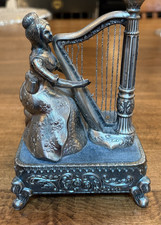 Vtg Pewter Music Box Woman