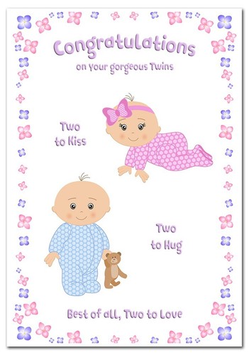 Newborn twins birth card baby - twins,