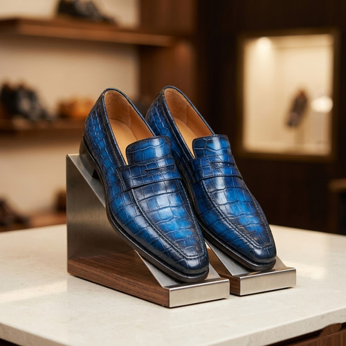 Men blue handmade croc - men's,