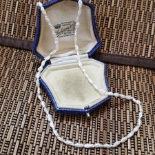 Vintage 925 Sterling Silver Necklace, Genuine Keshi Pearls, 1930s Design, 18"