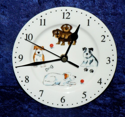 Dogs wall clock - , porcelain
