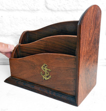 Sheesham Wood Anchor Bookend Desk Organiser by Past Times. Wooden Nautical