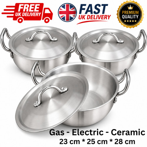 3pcs stainless steel karahi - 3pcs,