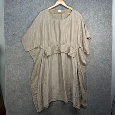 Poetry Dress Womens Size UK 16 Taupe Gold Silk Hemp Striped Kaftan Lagenlook