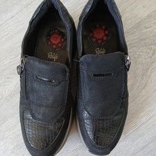 Pavers Relife Zip Shoes Black Ladies  Zip Wedge 6G Soft Cushioned Insole 