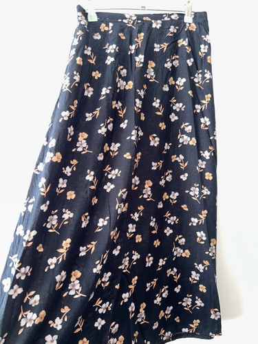 Long black floral skirt - long,