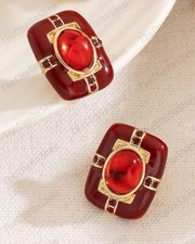 CLIP ON red ENAMEL&CRYSTAL