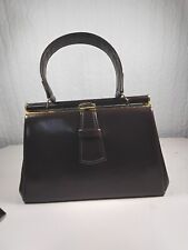 50s/60s original ladies  Handbag by 'k'  Patent Leather Deep Brown 