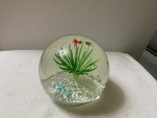 Studio Art Glass:Glass Paperweight:Gold Fish,frog Over Seaweed,spatter Glass