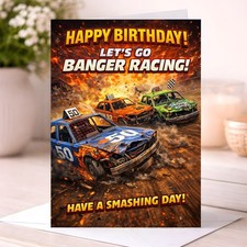 Banger Racing Birthday Card -
