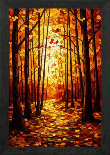 Autumn forest mosaic framed - mosaic,