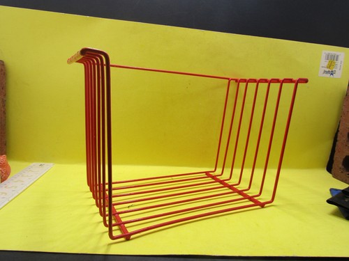 Red metal wire magazine rack - metal,