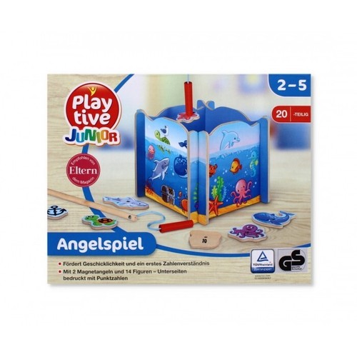 Wooden magnetic fishing toy - wooden,