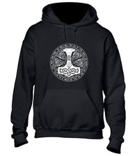 SECRETS OF MJOLNIR HOODY HOODIE VIKINGS AXE HAMMER ODIN THOR CELTIC VALHALLA TOP