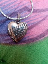 Vintage Art Deco 1930s Sterling Silver Heart Locket Necklace. 925. Gift Wrapped.