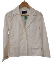 ARMANI JEANS Ladies UK Size 10 Vintage White Cotton Mix Denim Jacket Pre Loved