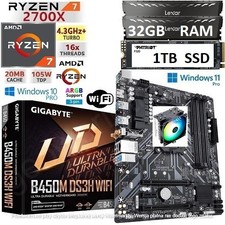 AMD Ryzen 7 2700X + 32GB  RAM + 1TB SSD + GIGABYTE B450M DS3H WIFI