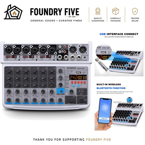 Portable channel audio mixer - portable, 8-channel