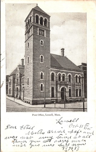 Postcard lowell post office - postcard, ma