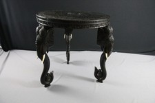 antique carved indian elephant round table