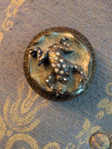 Antique green enamel trinket - green,