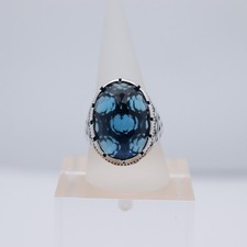 SILVER LARGE BLUE STONE SET