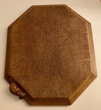 RARE ROBERT MOUSEMAN THOMPSON EARLY OAK OCTAGONAL CHOPPING BOARD c.1960’s