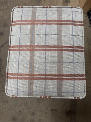 Plaid upholstered footstool - plaid,
