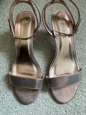 JD Williams Size 6 Rose Gold Shimmery Ankle Strap Kitten Heels