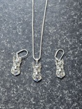 Bull Terrier Necklace And Earrings Silver