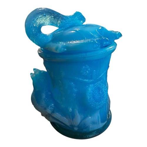 Blue slag glass condiment - blue,