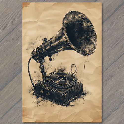 Postcard gramophone speaker - postcard,