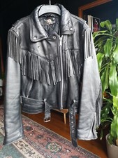 Vintage black leather biker