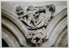 St Michael Stone Carving Elder Lady Chapel Bristol Cathedral Postcard - unused