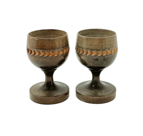 Pair vintage turned wooden - turned, egg