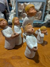 Vintage Jullar Angel Figurine Statues Terracotta Christmas Set of 4