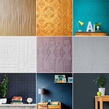 Anaglypta White Textured Embossed Paintable Wall & Ceiling Wallpaper Full Range.