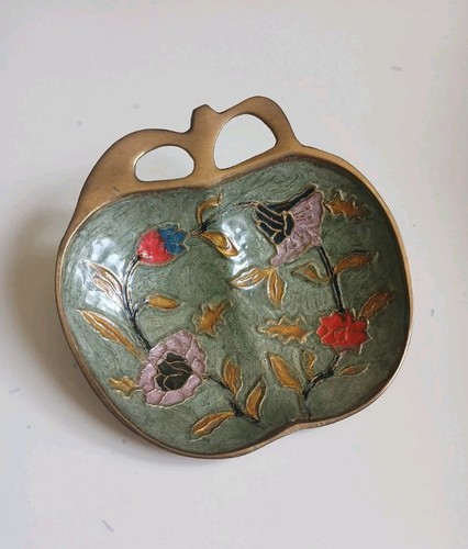 Vintage cloisonné brass apple - vintage,