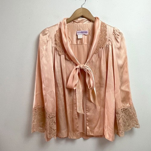 Peach satin lace 2pc - peach,