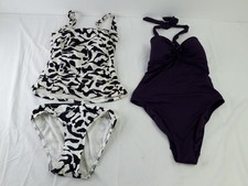 M&S 3pcs Bundle Swimwear Size 8 Blackberry Swimsuit Black White Tankini New F2