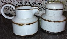 Vintage Sugar Bowl Creamer lid Creation Midwinter Stonehenge ENGLAND STONEWARE