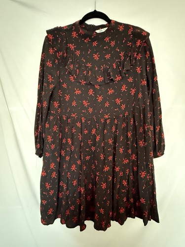 Zara black red floral frill - zara,