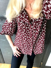 RRP£169 Ba&sh Paris Designer Burgundy Red Blouse Shirt Collin Top Size 1 S 8 10